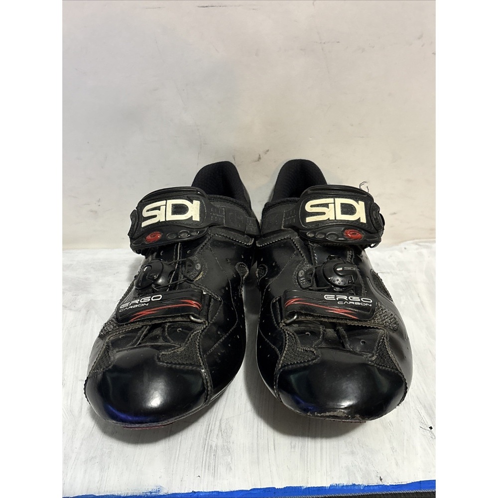 Black SIDI Ergo 2 Carbon Shoes- Size 43 Mens Very Worn Bottom
